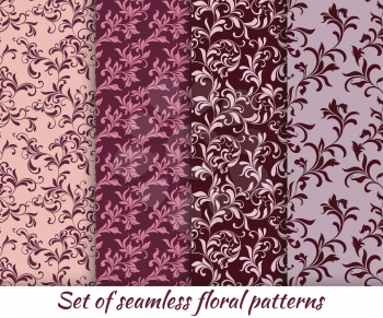 Set of floral seamless patterns in vintage style. It can be used to create wallpaper, textile, background