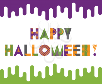HAPPY HALLOWEEN. Trendy geometric font in memphis style of 80s-90s. Inscription isolated on white background.