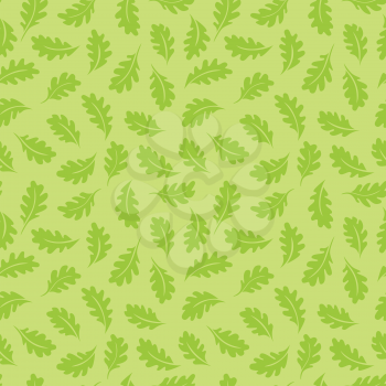 Seamless pattern. Oak leaves on a light green background. It can be used for printing on fabric, wallpaper and wrapping