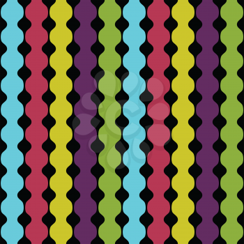 Vector seamless pattern. Abstract  geometric background of colored bands on a black background. It can be used for printing on fabric, wrapping
