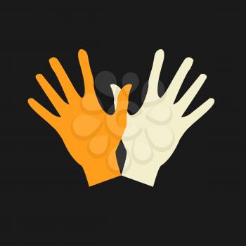 Vector flat icon hands. color abstraction eps.