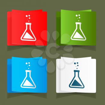 Set icons chemical experiments blue background eps.