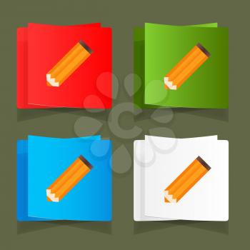 Set of simple icons pencil orange eps.