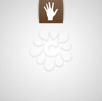 Simple vector gray background with hand icon.