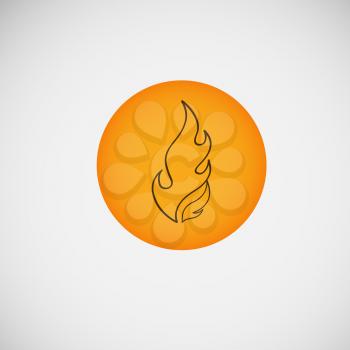 Fire, burning on the wood. Vector design. 