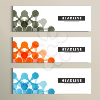 Three vector pattern abstract in banner design.