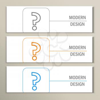 Set of 3 banners with question mark.