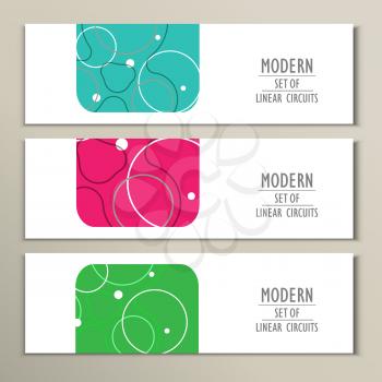 Set of covers with abstract circles and patterns.