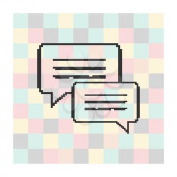 Vector pixel icon speech bubbles on a square background.