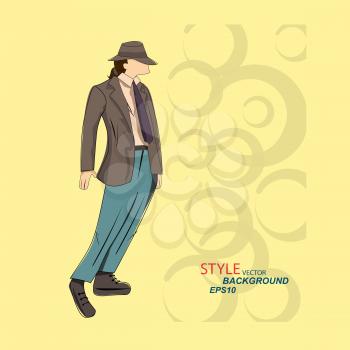Vector sketch man in fashion clothes eps.