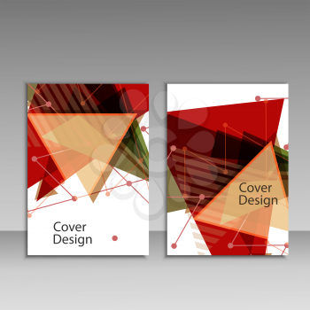 Brochure template layout, cover design annual report, magazine, flyer or booklet with triangular geometric background.