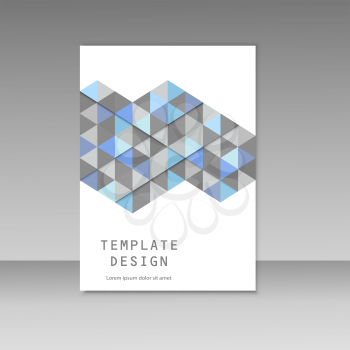 Vector brochure design with abstract triangles background.