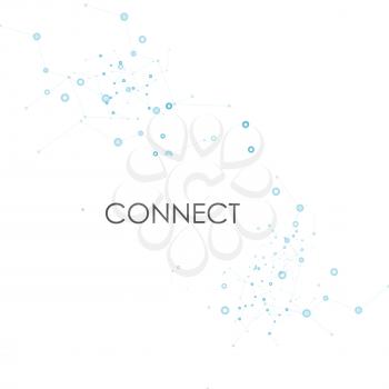 Abstract connect background with dots and lines. Molecule structure. Vector science background. Polygonal network background.