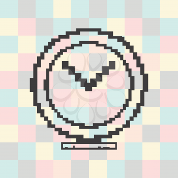 Vector pixel icon clock on a square background.