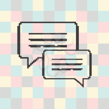 Vector pixel icon speech bubbles on a square background.
