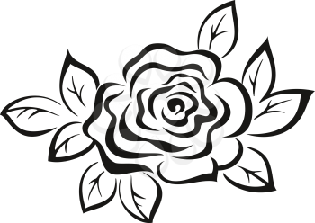 Rose Flower Monochrome Black Pictogram Icon Isolated on White Background. Vector