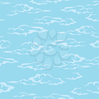 Seamless background, white clouds and blue sky. Vector