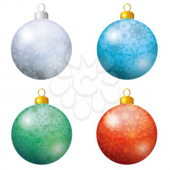 Christmas holiday decoration, set of balls with a floral pattern. Eps10, contains transparencies. Vector