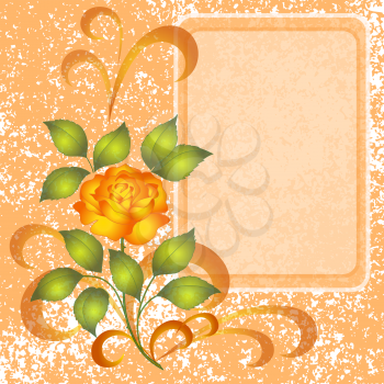Holiday floral background with flowers rose and placard. Eps10, contains transparencies. Vector
