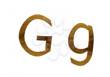 One letter from teak veneer alphabet: the letter G