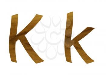 One letter from teak veneer alphabet: the letter K