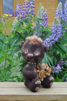 Handmade, the sewed toys: teddy-bear Mocca with girlfriend Mashenka
