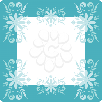Abstract floral background with flowers silhouettes and frame. Vector