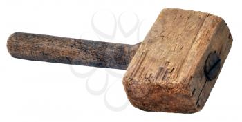 Old self-made wooden hammer mallet. It is made in Siberia, Russia, in the middle of 20th century.