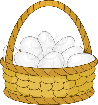 Wattled willow basket with white chicken eggs