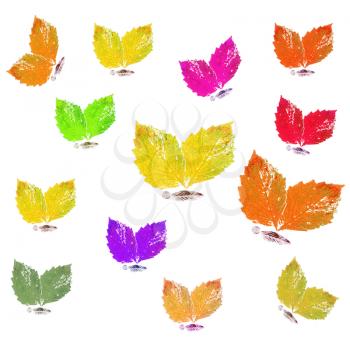 Butterflies from leaves, handmade, watercolour drawing on a paper