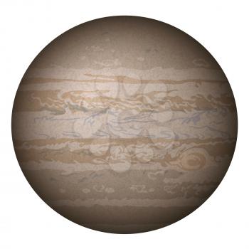 Realistic planet Jupiter isolated on white background. Elements of this image furnished by NASA (http://solarsystem.nasa.gov). Eps10, contains transparencies. Vector