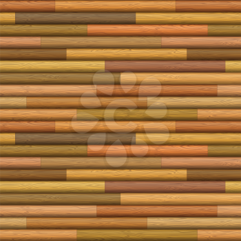 Natural wooden timbered wall texture from logs of different colors, seamless background. Vector