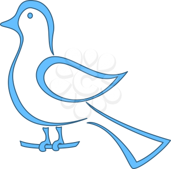 Blue bird of happiness sits on a branch. Symbolical image
