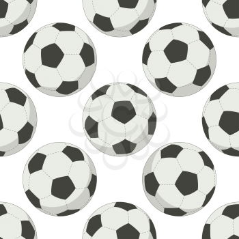 Soccer balls, abstract sport seamless background, isolated on white. Vector