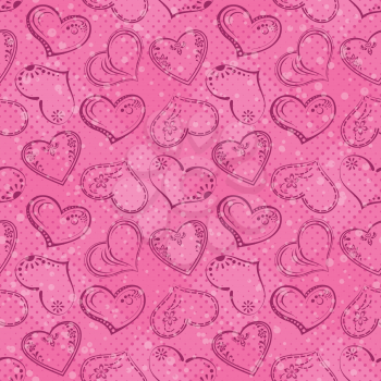 Valentine holiday seamless pattern with pictogram hearts on pink background. Eps10, contains transparencies. Vector