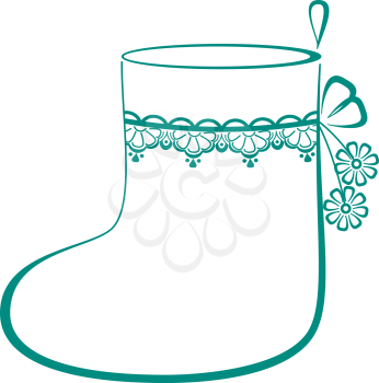 Christmas stocking for gifts decorated, monochrome openwork pictogram