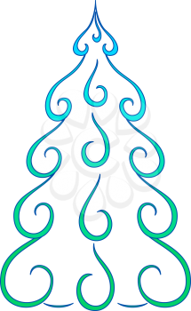 Christmas tree, pictogram, holiday symbol openwork, isolated on white background. Vector