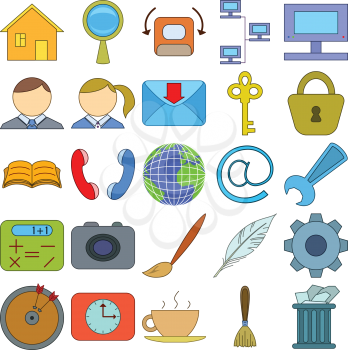 Set various icons, computer signs and buttons. vector