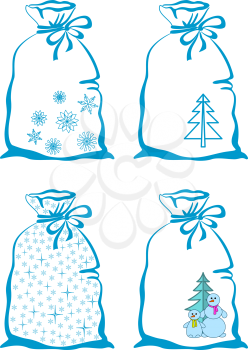 Christmas Decoration, Symbols on Gifts Bags, Pattern, Pictogram. Vector