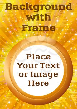 Abstract Background, Round Porthole Frame on Gold with Empty White Place for Text or Design Image. Eps10, Contains Transparencies. Vector