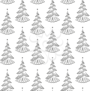 Christmas Seamless Background with Holiday Fir Trees, Winter Symbolic Tile Pattern for Your Design. Vector