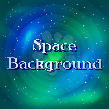 Space Background with Dark Blue Sky, Bright Stars and Colorful Nebulas. Eps10, Contains Transparencies. Vector