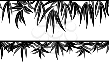Seamless Background with Pictogram Leaves of Willow Tree, Nature Pattern, Isolated on White. Vector