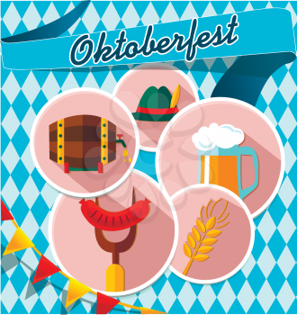 Germany elements collection illustration. Card with Oktoberfest