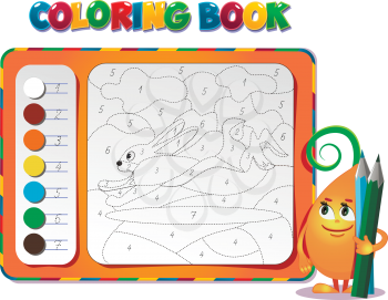 choose the color of the figure. Coloring book about rabbit