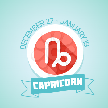 Capricorn zodiac sign in circular frame, vector Illustration. Contour icon.