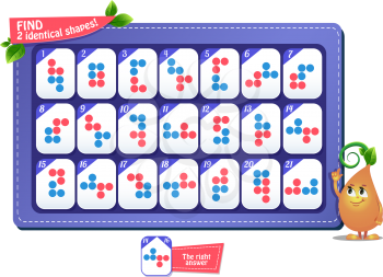 educational game for kids and adults. development of attention, iq children. Task game find 2 identical shapes