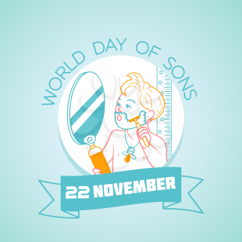 Calendar for each day on november 20. Greeting card. Holiday -  world day of sons. Icon in the linear style