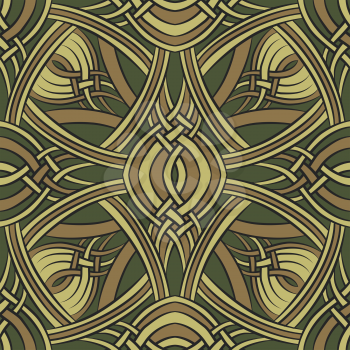 Seamless pattern drawn in celtic ornament style. No gradients used.