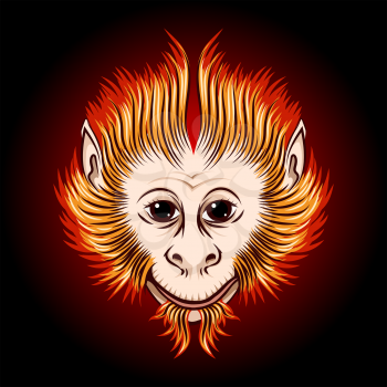 Cute Fire monkey face. Eastern Symbol of next year.